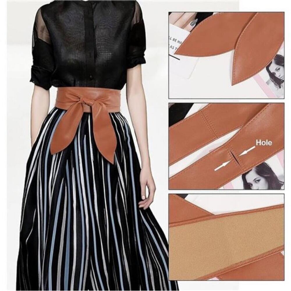 2/$30 Obi Belt Wide Wrap Around Waist Boho Gypsy Self Tie Brown Cinched Corset - Picture 4 of 10